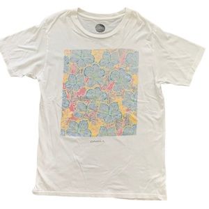 O'NEILL GRAPHIC TEE COTTON SHORT SLEEVE SURF HAWAIIAN FLORAL WHITE
